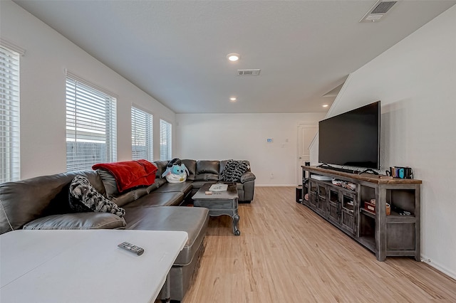 living room featuring light hardwood / wood-style flooring