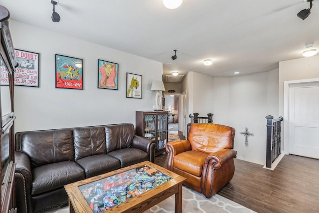 living room with hardwood / wood-style floors