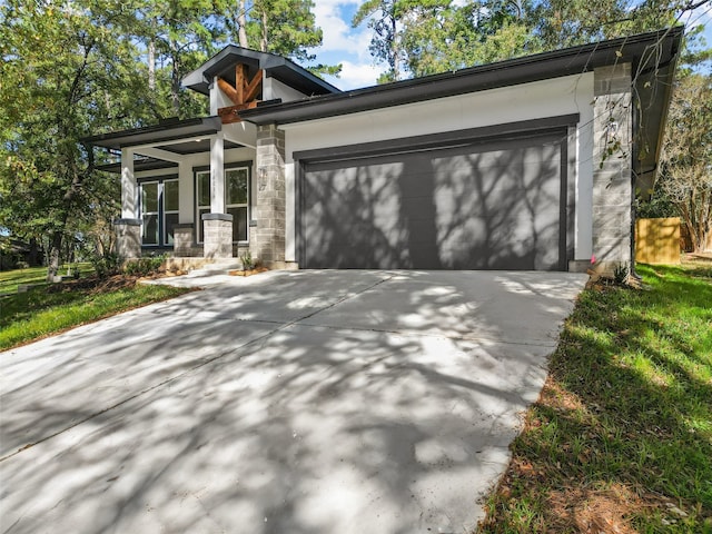 view of front of house with a garage