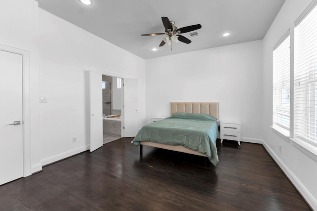 3111 Leeland St, Houston, TX 77003 - bedroom with wood finished floors, recessed lighting, baseboards, and ceiling fan