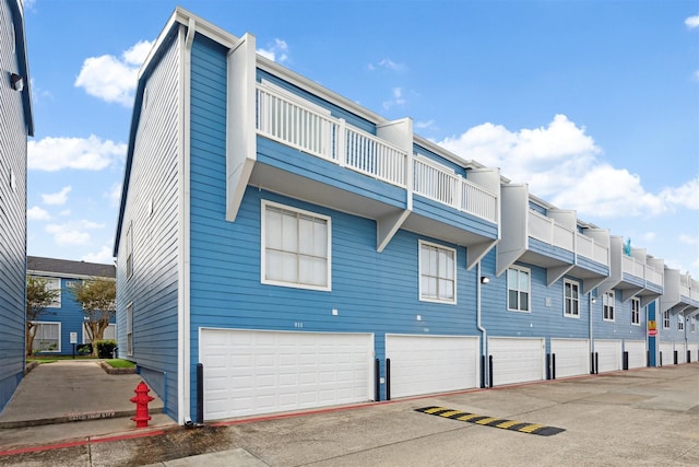 exterior space featuring a garage