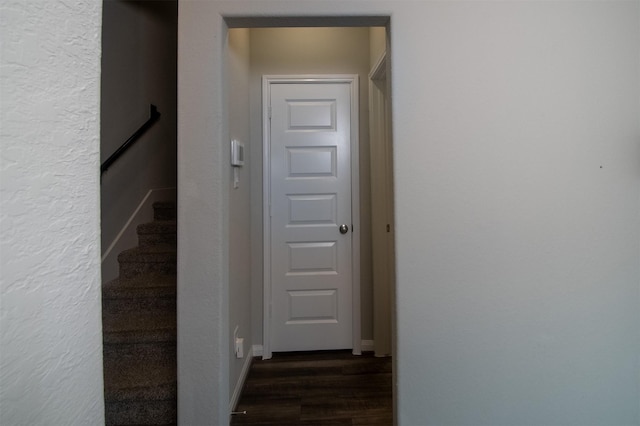 hall featuring dark hardwood / wood-style floors