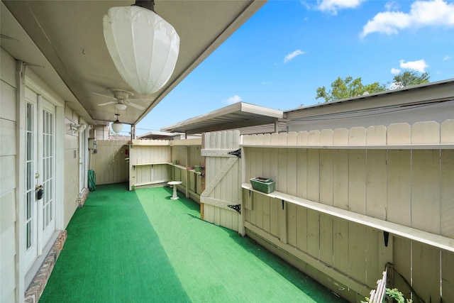 view of patio / terrace with ceiling fan