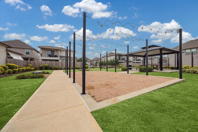 view of community with a gazebo and a lawn