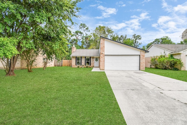 ranch-style house featuring a front lawn and a garage