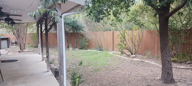 view of yard with ceiling fan