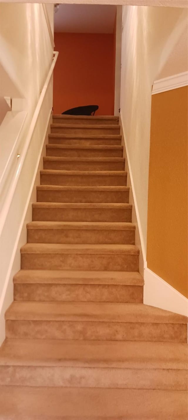 stairs featuring hardwood / wood-style floors