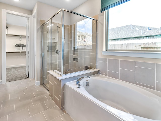 bathroom with plus walk in shower