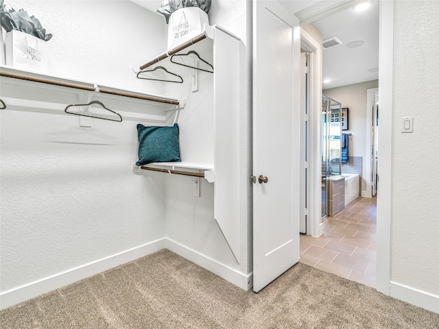 spacious closet featuring carpet