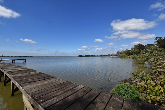 dock area featuring a water view