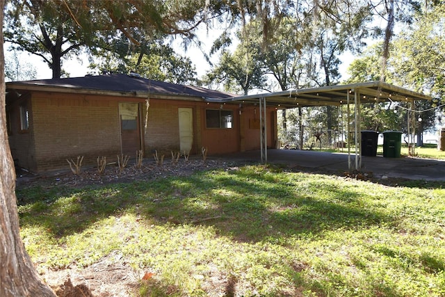 exterior space featuring a carport