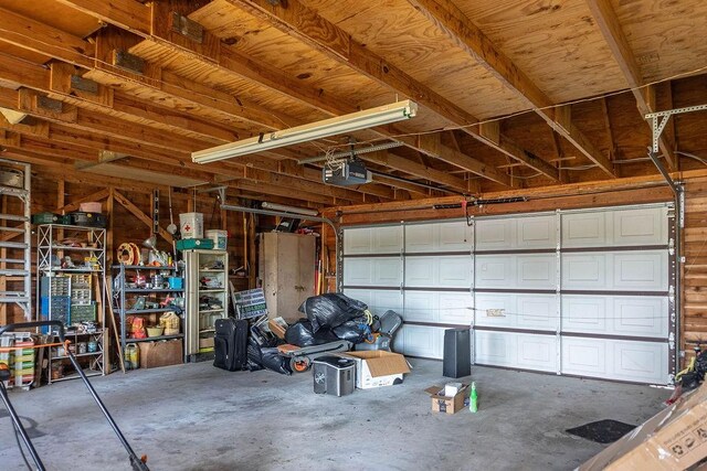 garage with a garage door opener