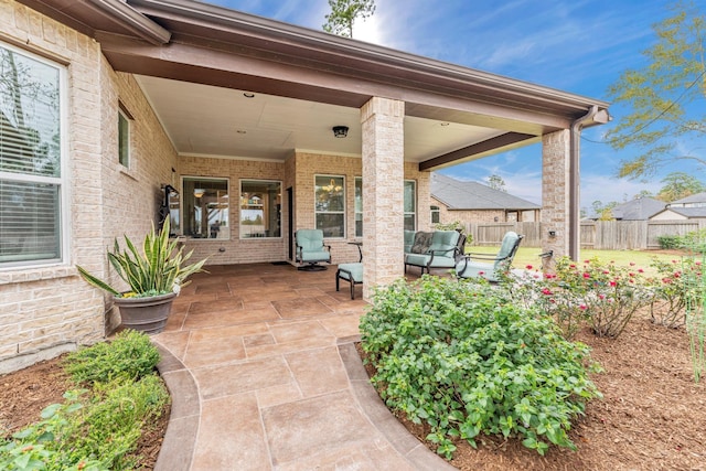 view of patio featuring an outdoor hangout area