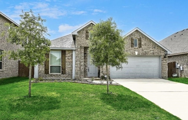 front of property with a front yard and a garage