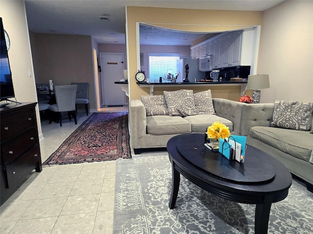 view of tiled living room