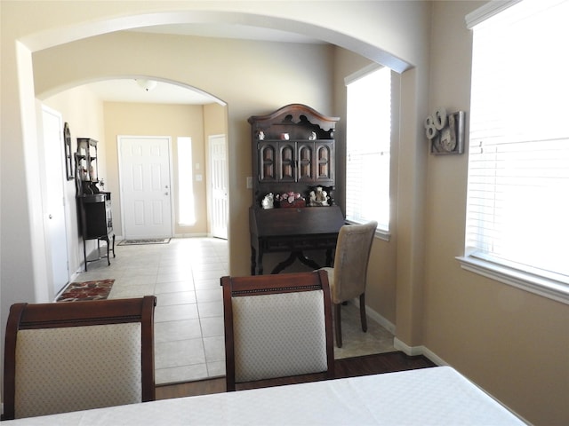 view of tiled dining space