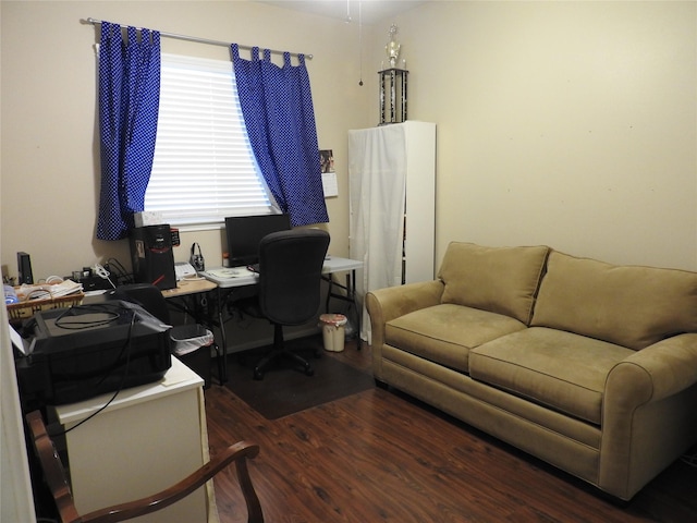 office area with dark wood-type flooring