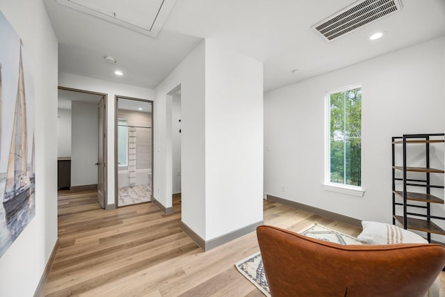 interior space with light hardwood / wood-style flooring