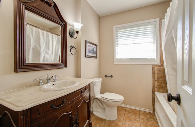 bathroom featuring tile patterned floors, vanity, and toilet