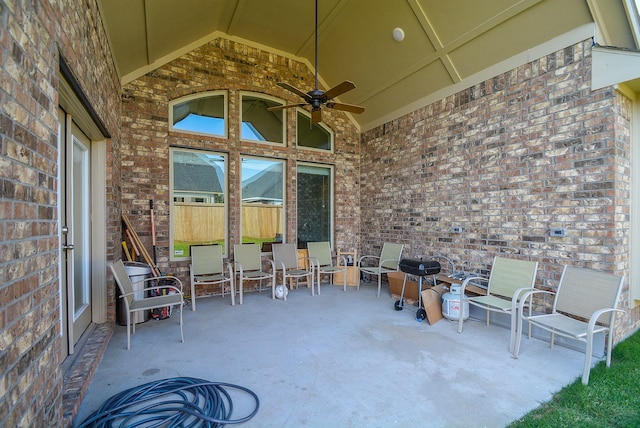 view of patio / terrace featuring ceiling fan