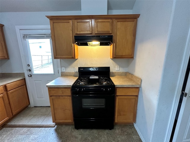 kitchen featuring black range with gas stovetop