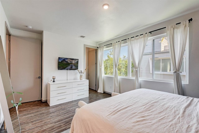 bedroom featuring dark wood-type flooring