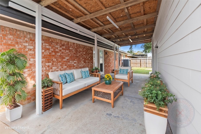 view of patio with an outdoor hangout area and central AC