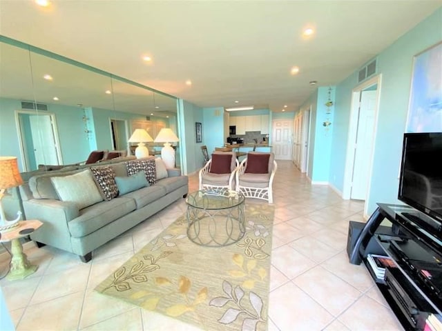 view of tiled living room