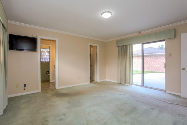 carpeted empty room featuring ornamental molding