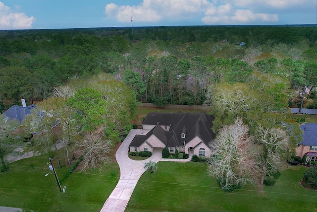 aerial view with a forest view