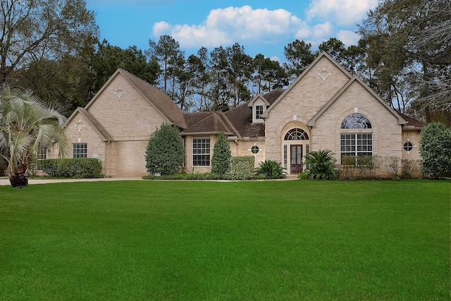 view of front of home featuring a front lawn