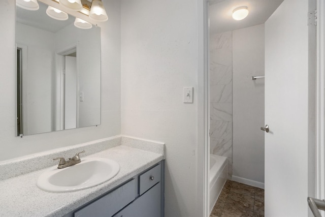 bathroom featuring vanity and shower with separate bathtub