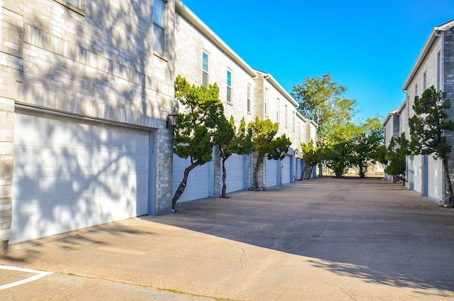 exterior space featuring a garage