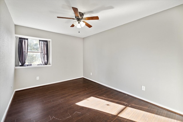 unfurnished room featuring ceiling fan and wood-type flooring