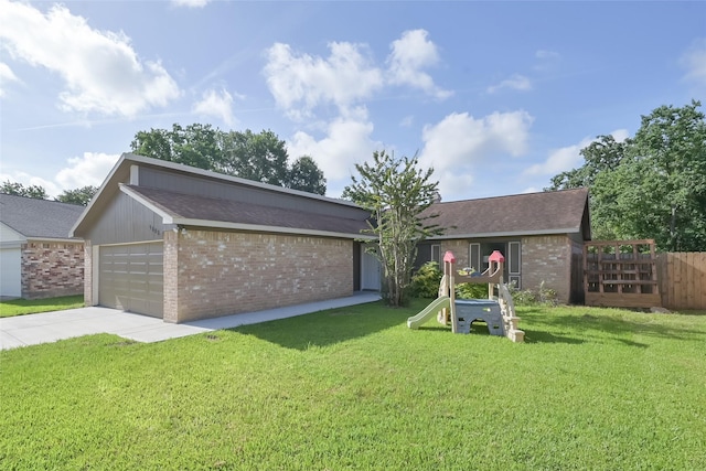 ranch-style house with a front lawn