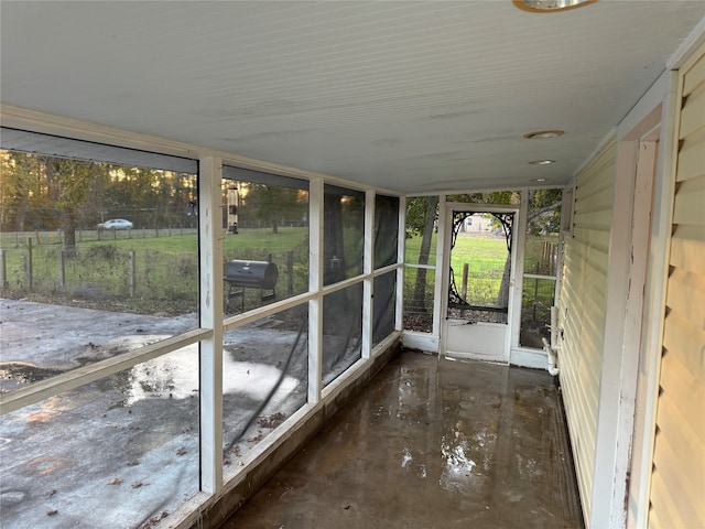 view of unfurnished sunroom