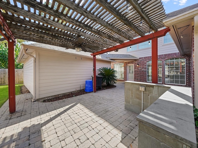 view of patio / terrace featuring a pergola