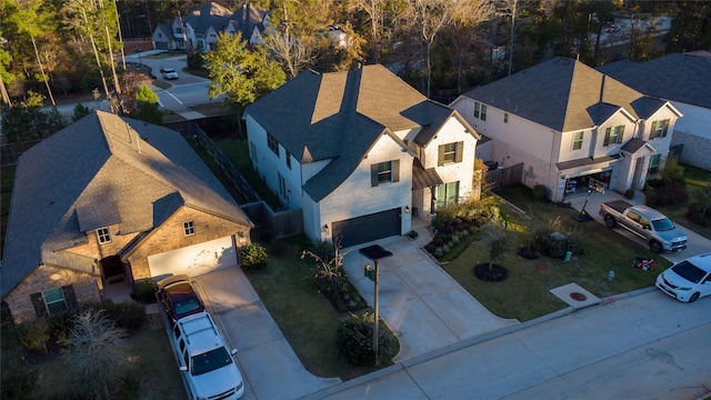 aerial view with a residential view