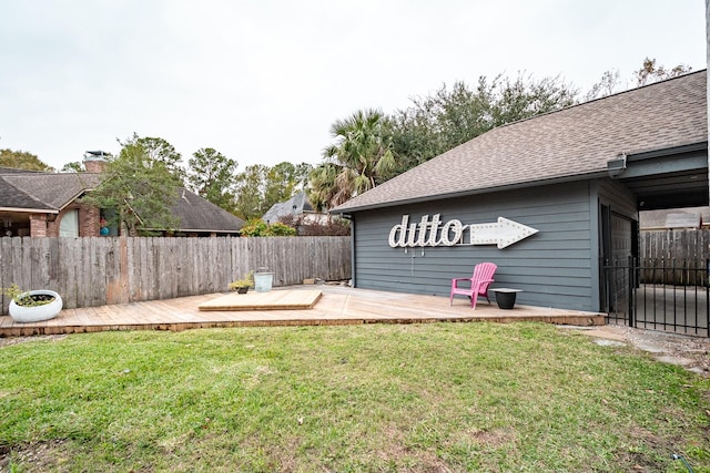 view of yard featuring a deck