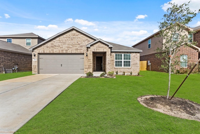 craftsman inspired home featuring a front yard and a garage