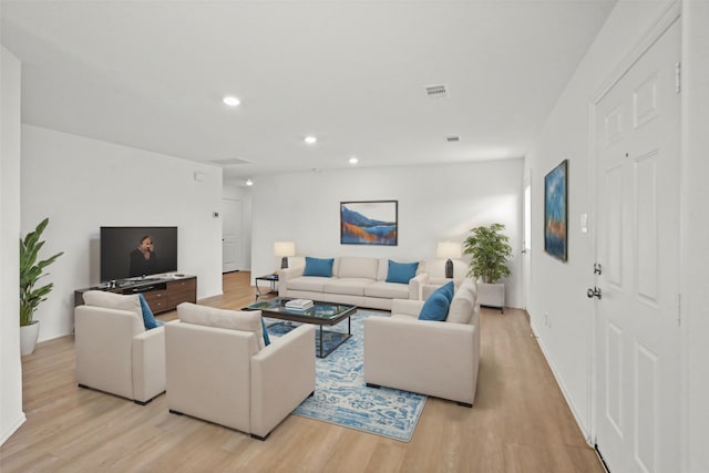 living room featuring light wood-type flooring