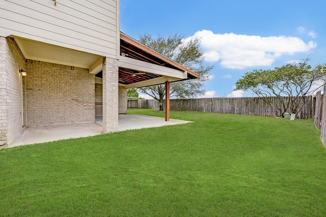 view of yard with a patio area