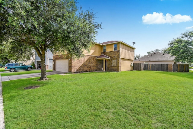 view of front of home with a front lawn