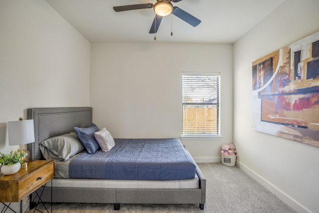 bedroom with carpet and ceiling fan