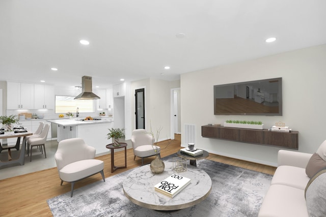 living room featuring light hardwood / wood-style flooring