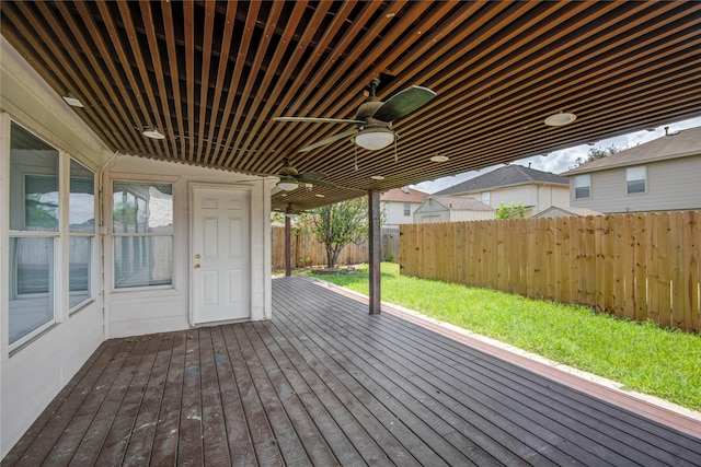 deck featuring ceiling fan