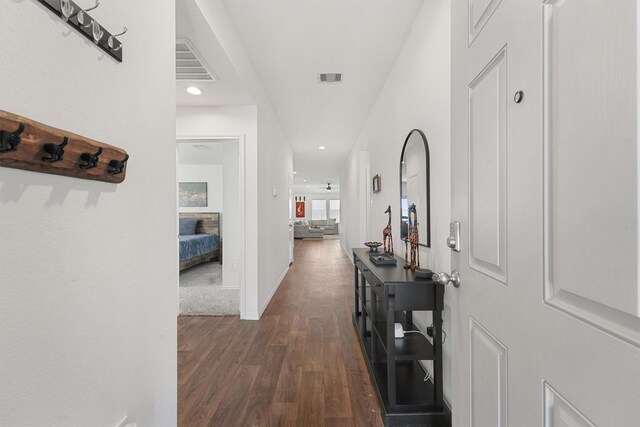 hall featuring dark hardwood / wood-style flooring