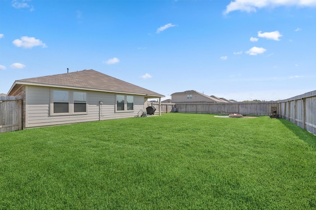 view of yard featuring a fenced backyard