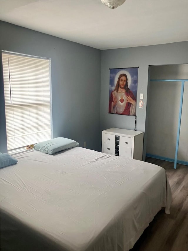 bedroom featuring dark hardwood / wood-style floors