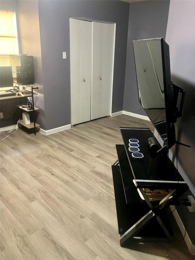 office area featuring light hardwood / wood-style floors